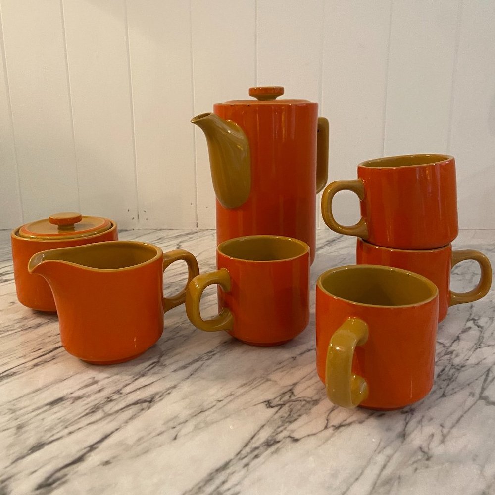 Vintage Orange Tea or Coffee Set